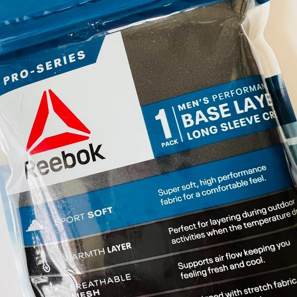 REEBOK Men's Pro-Series Long Sleeve Base Layer Crew Size S (34-36) NIP - Picture 2 of 6